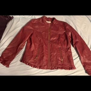 Brown/red faux leather jacket make an offer